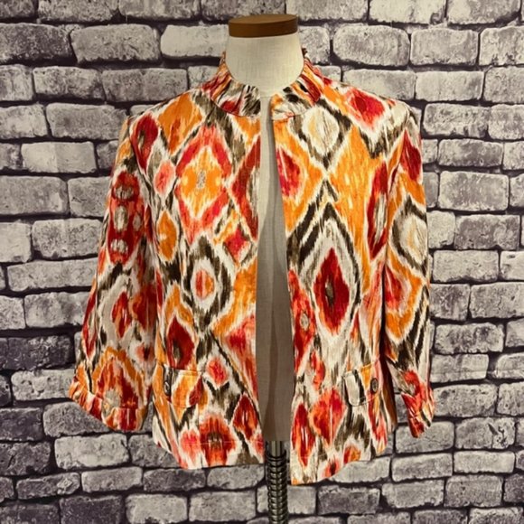 Chico's Jackets & Blazers - Chico's Multicolored No Close 3/4 Sleeve Jacket Size Medium